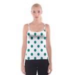Polka Dots - Teal on White Spaghetti Strap Top