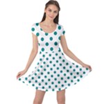 Polka Dots - Teal on White Cap Sleeve Dress