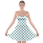 Polka Dots - Teal on White Strapless Bra Top Dress