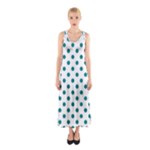 Polka Dots - Teal on White Full Print Maxi Dress