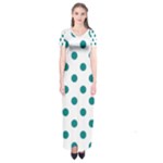 Polka Dots - Teal on White Short Sleeve Maxi Dress