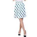 Polka Dots - Teal on White A-Line Skirt