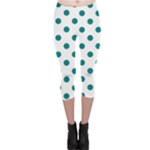 Polka Dots - Teal on White Capri Leggings