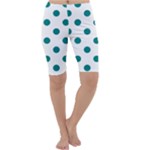 Polka Dots - Teal on White Cropped Leggings