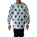 Polka Dots - Teal on White Hooded Wind Breaker (Kids)