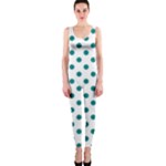Polka Dots - Teal on White OnePiece Catsuit