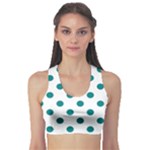 Polka Dots - Teal on White Women s Sports Bra