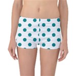 Polka Dots - Teal on White Reversible Boyleg Bikini Bottoms