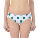 Polka Dots - Teal on White Hipster Bikini Bottoms