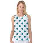 Polka Dots - Teal on White Women s Basketball Tank Top