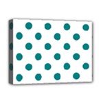 Polka Dots - Teal on White Deluxe Canvas 16  x 12  (Stretched)