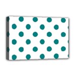 Polka Dots - Teal on White Deluxe Canvas 18  x 12  (Stretched)