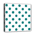Polka Dots - Teal on White Mini Canvas 8  x 8  (Stretched)