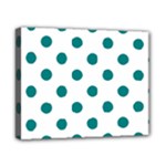 Polka Dots - Teal on White Canvas 10  x 8  (Stretched)
