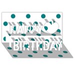 Polka Dots - Teal on White Happy Birthday 3D Greeting Card (8x4)
