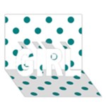 Polka Dots - Teal on White GIRL 3D Greeting Card (7x5)