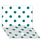 Polka Dots - Teal on White Heart Bottom 3D Greeting Card (7x5)