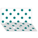 Polka Dots - Teal on White Twin Heart Bottom 3D Greeting Card (8x4)