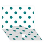 Polka Dots - Teal on White Circle Bottom 3D Greeting Card (7x5)