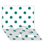 Polka Dots - Teal on White LOVE Bottom 3D Greeting Card (7x5)