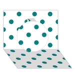 Polka Dots - Teal on White Circle 3D Greeting Card (7x5)