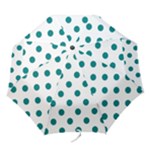 Polka Dots - Teal on White Folding Umbrella