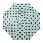 Polka Dots - Teal on White Golf Umbrella