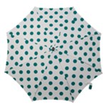 Polka Dots - Teal on White Hook Handle Umbrella (Large)