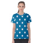 Polka Dots - White on Cerulean Women s Cotton Tee