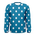 Polka Dots - White on Cerulean Men s Long Sleeve T-shirt
