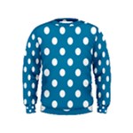 Polka Dots - White on Cerulean Kid s Sweatshirt