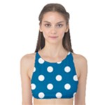 Polka Dots - White on Cerulean Tank Bikini Top
