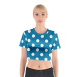 Polka Dots - White on Cerulean Cotton Crop Top