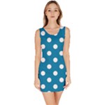 Polka Dots - White on Cerulean Bodycon Dress