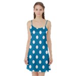 Polka Dots - White on Cerulean Satin Night Slip