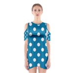 Polka Dots - White on Cerulean Women s Cutout Shoulder Dress