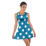 Polka Dots - White on Cerulean Cotton Racerback Dress