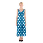 Polka Dots - White on Cerulean Full Print Maxi Dress