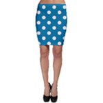 Polka Dots - White on Cerulean Bodycon Skirt