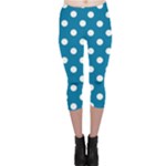 Polka Dots - White on Cerulean Capri Leggings