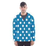 Polka Dots - White on Cerulean Hooded Wind Breaker (Men)