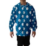 Polka Dots - White on Cerulean Hooded Wind Breaker (Kids)