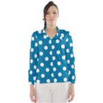 Polka Dots - White on Cerulean Wind Breaker (Women)