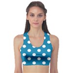 Polka Dots - White on Cerulean Women s Sports Bra