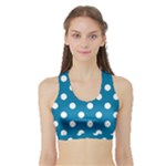 Polka Dots - White on Cerulean Women s Sports Bra with Border
