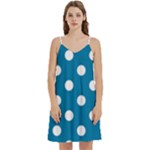 Polka Dots - White on Cerulean Women s Reversible Sports Bra with Border