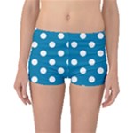 Polka Dots - White on Cerulean Boyleg Bikini Bottoms