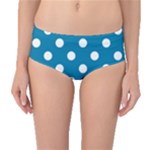 Polka Dots - White on Cerulean Mid-Waist Bikini Bottoms