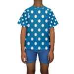 Polka Dots - White on Cerulean Kid s Short Sleeve Swimwear