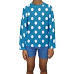 Polka Dots - White on Cerulean Kid s Long Sleeve Swimwear
